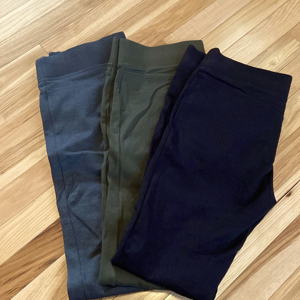 Loft & Loft Outlet M leggings. Three pair bundle - grey, army green, & black.